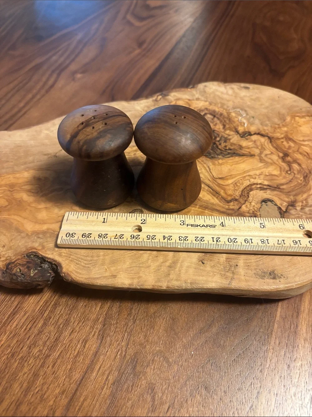MCM Wooden Mushroom Salt and Pepper Shakers - Brown